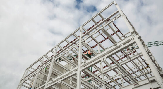 Low angle view of scafolding on building at construction site